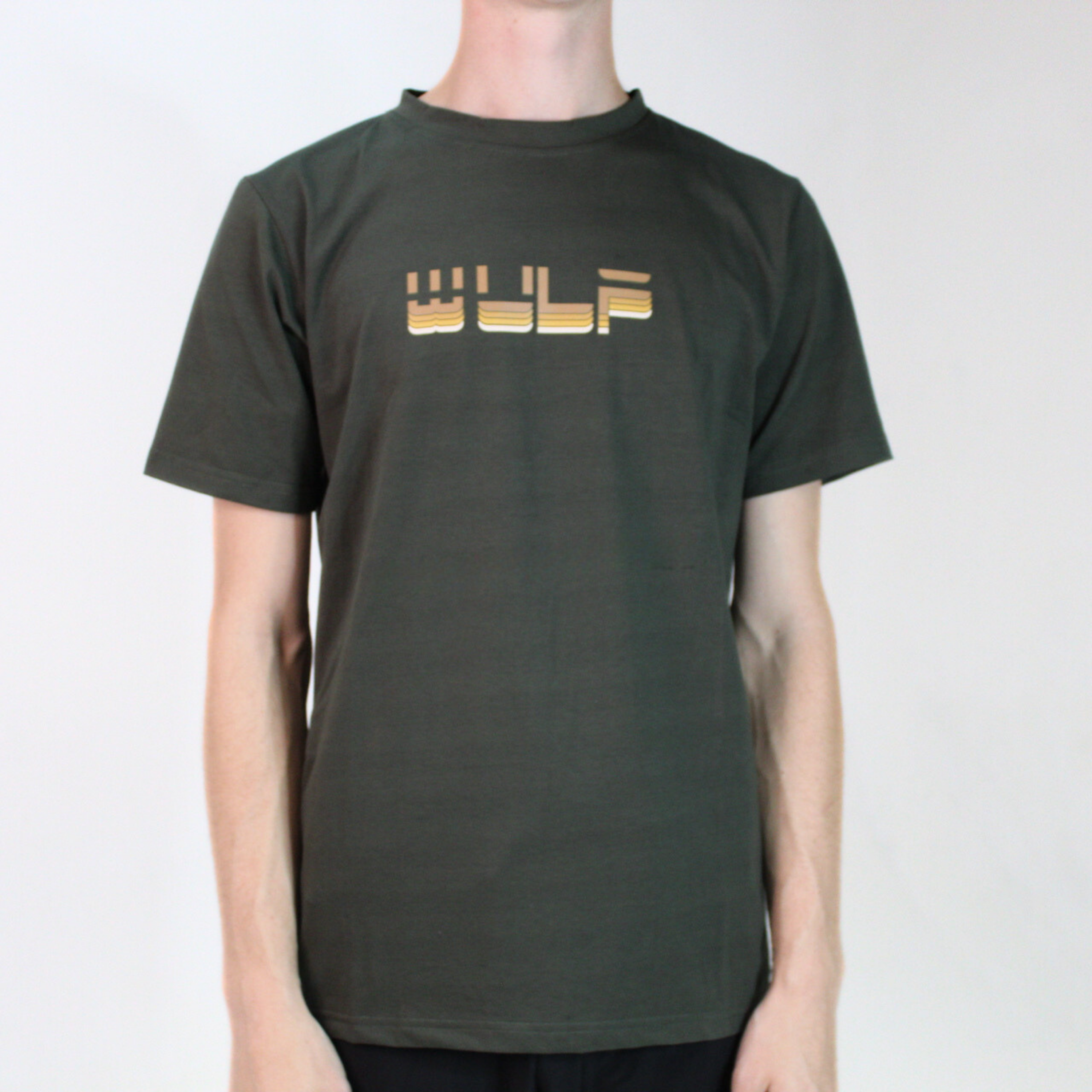 Men’s T-Shirt Army Green with Tan Vintage Logo