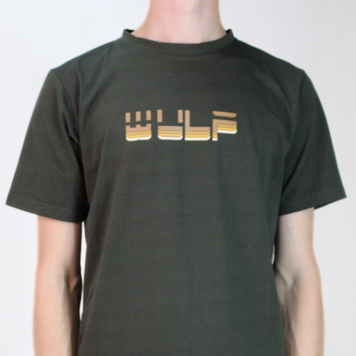 Buy Men’s T-Shirt Army Green with Tan Vintage Logo