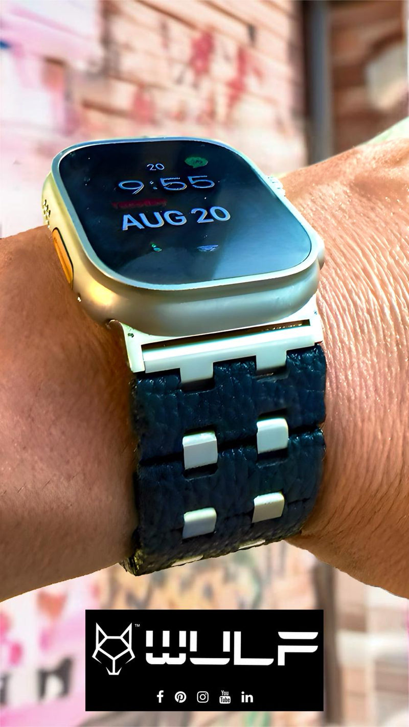WULF Silver 304L SS & Leather Watch Band