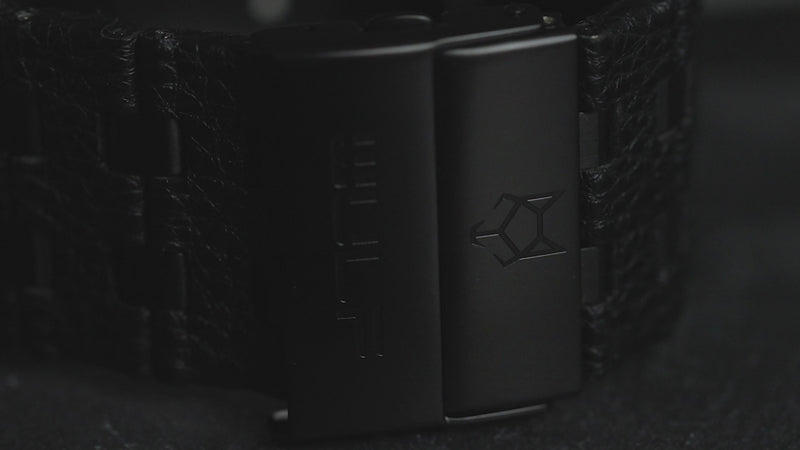 WULF Black 304L SS & Leather Watch Band