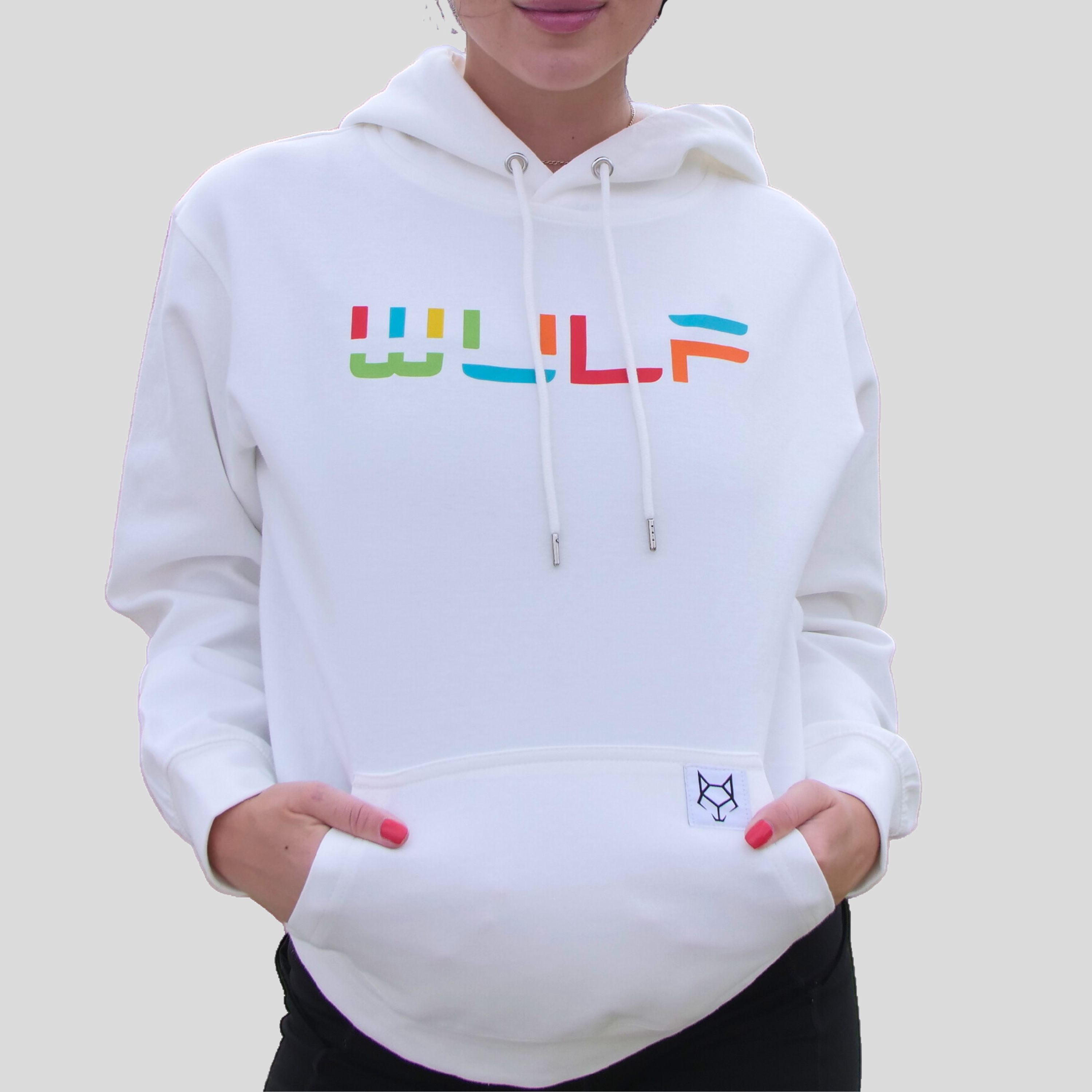 Women’s Hoodie White with Color-Blocked Logo