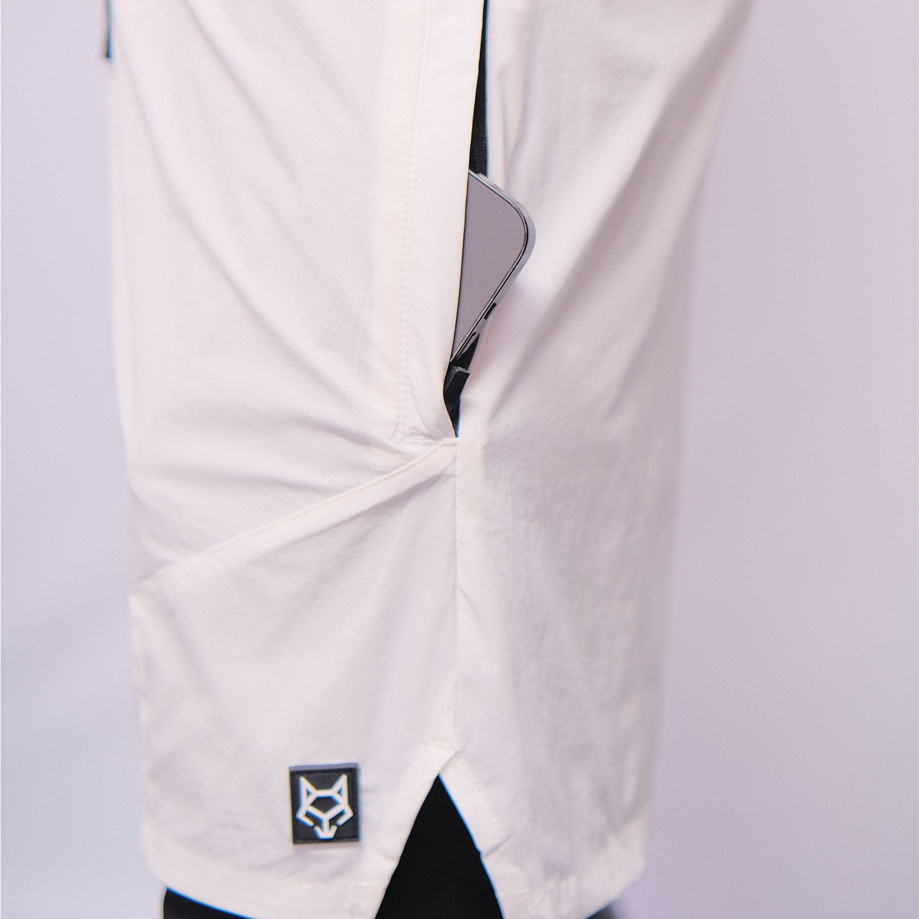 Men's Nylon Shorts - White with Spandex with 2 hidden pockets - 002