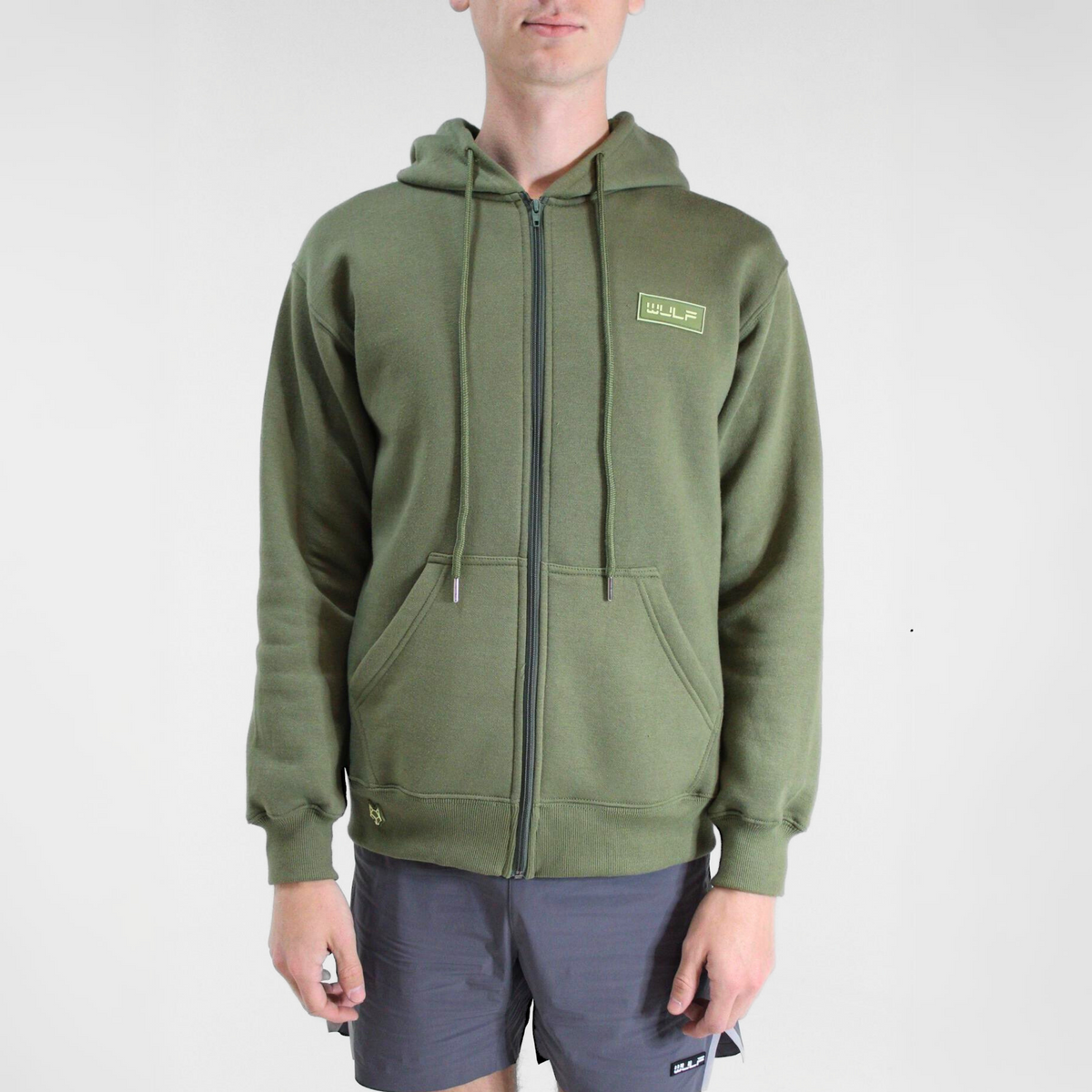 Olive green zip up hoodie best sale