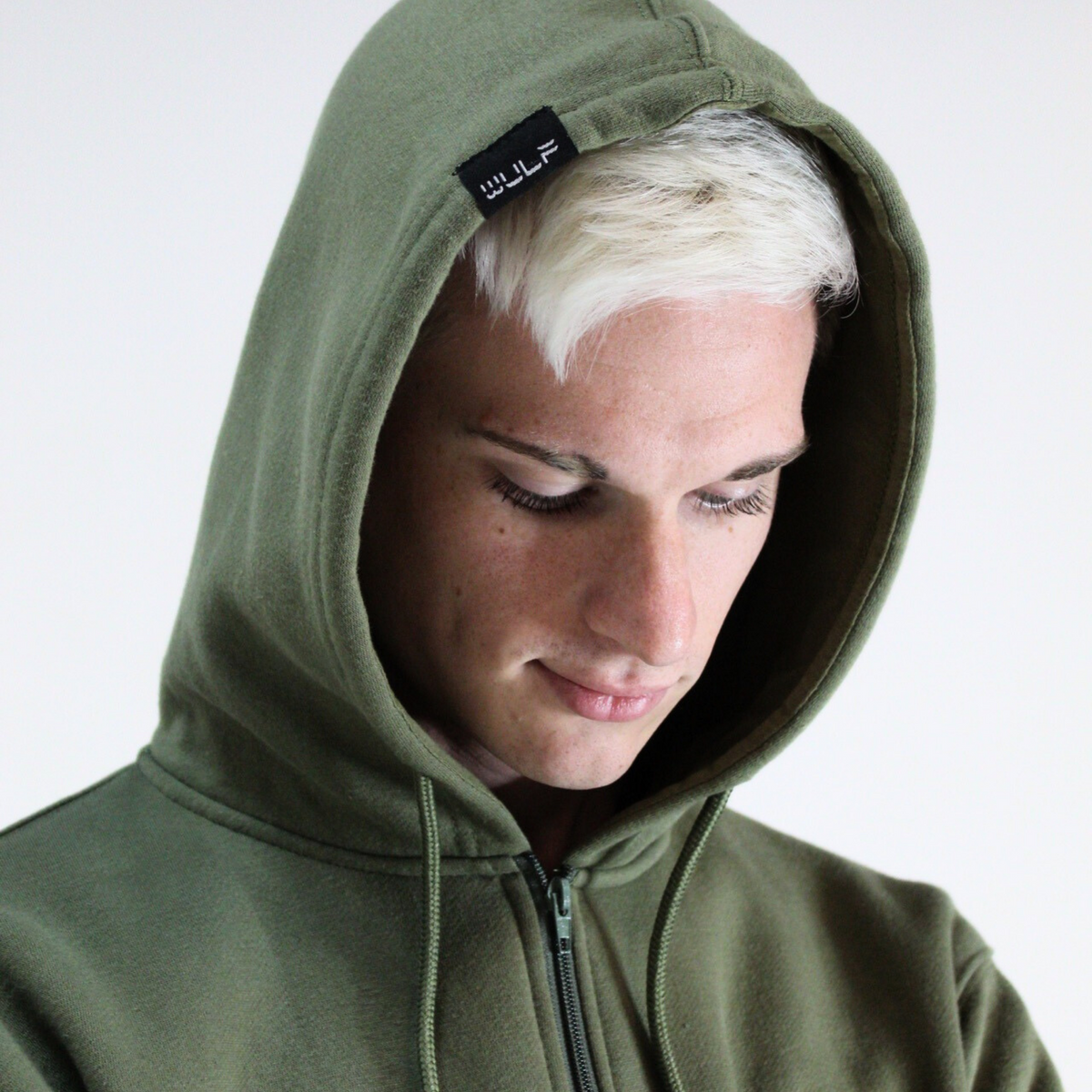 Olive green zip up hoodie mens best sale