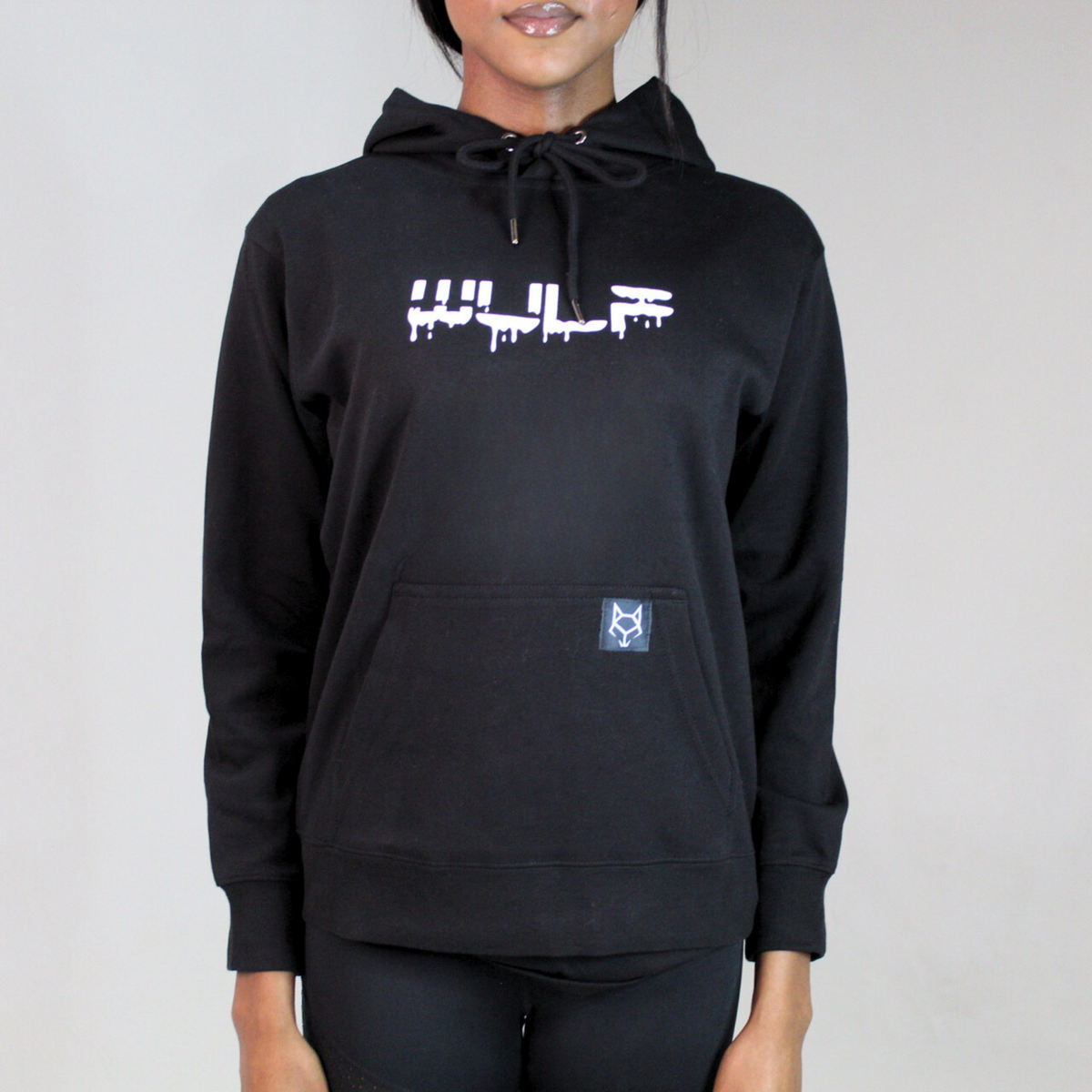 Wulf Women s Hoodie Black with Drip Logo Size Small