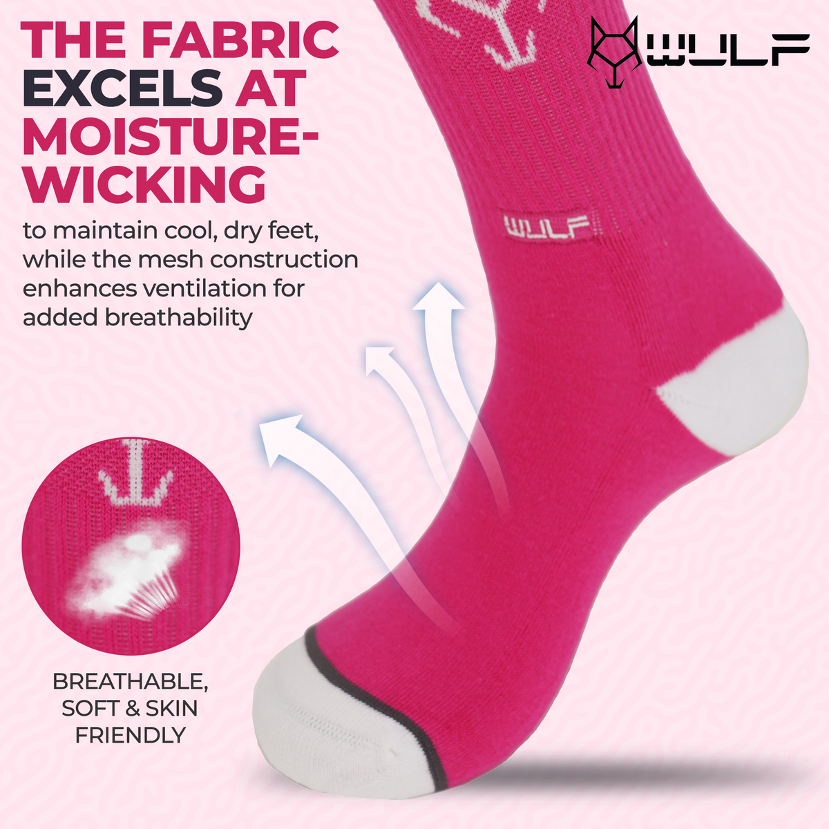 Women's Classic Crew Socks - Multi Color Wulf pack of 4