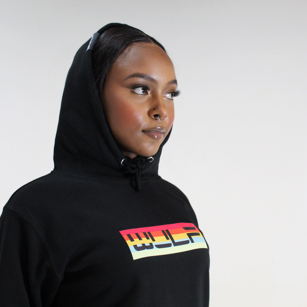 Women s Hoodie Black with Vintage Logo WULF