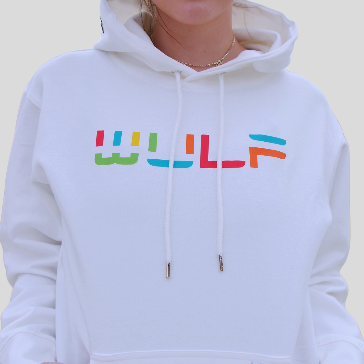 Women’s Hoodie White with Color-Blocked Logo