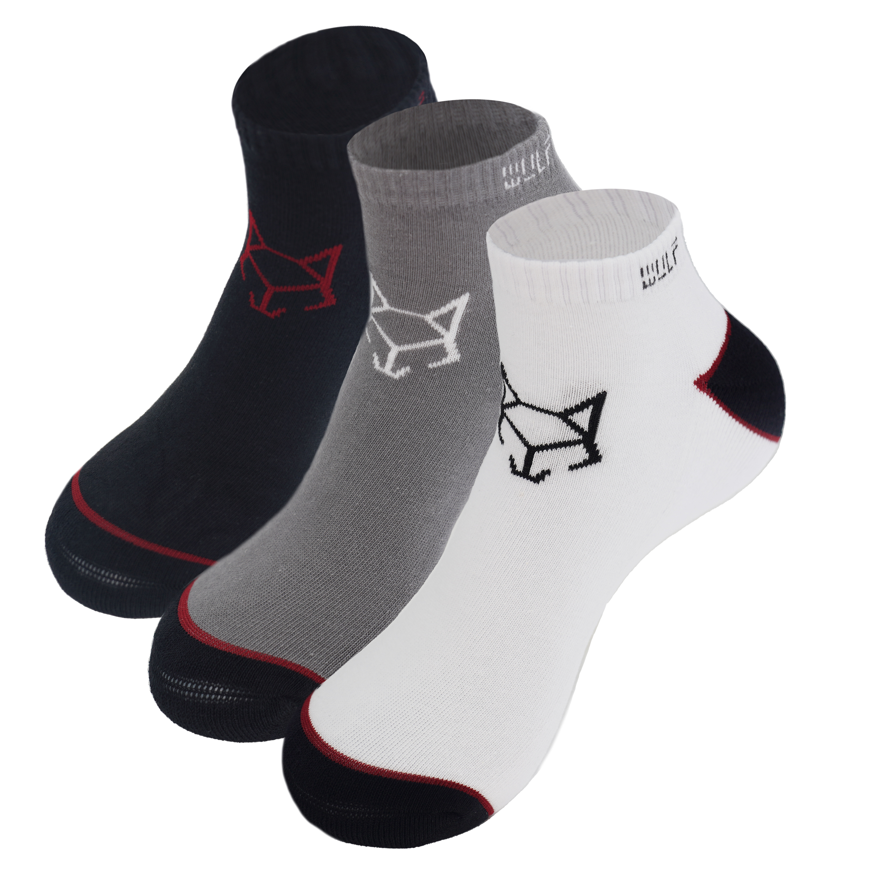 Classic Men's Ankle Socks - Multi Color WULF pack of 3